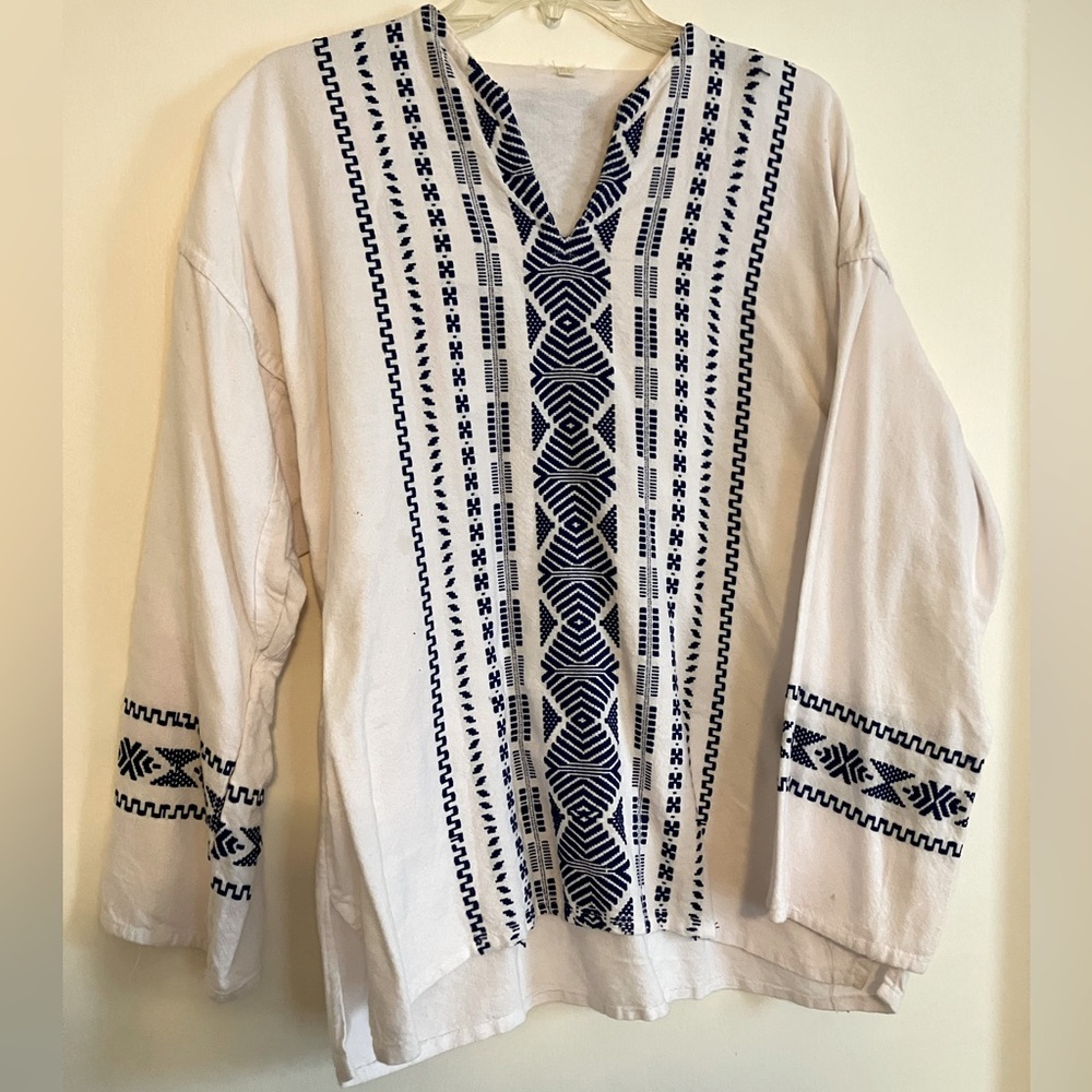 Vintage Boho Embroidered Linen Top
